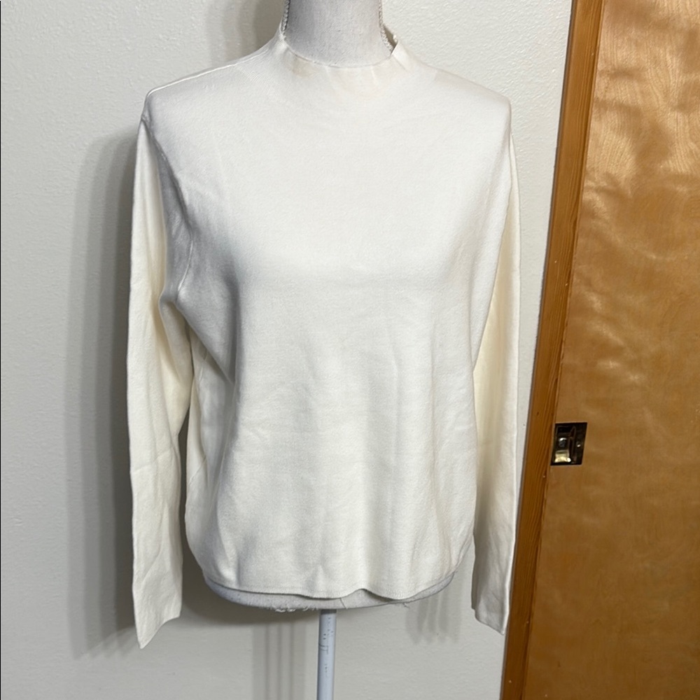 FLAWED MNG Mango Off White Long Sleeve Mock Neck Sweater S
